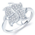 Große Blume CZ Diamant 925 Sterling Silber Ring Schmuck